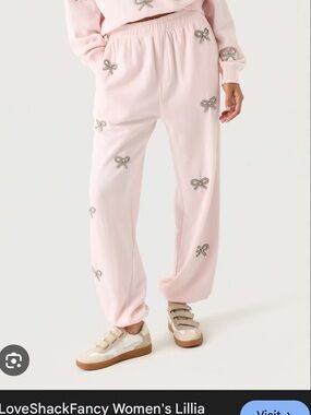 DONT BUY. ISO LoveShackFancy Pale Pink Embellished Bow Sweatpants in size XS.
